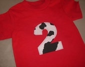 Ready to ship....Toddler Boys 2nd Second birthday barnyard farm red Cow print 2 shirt 2T