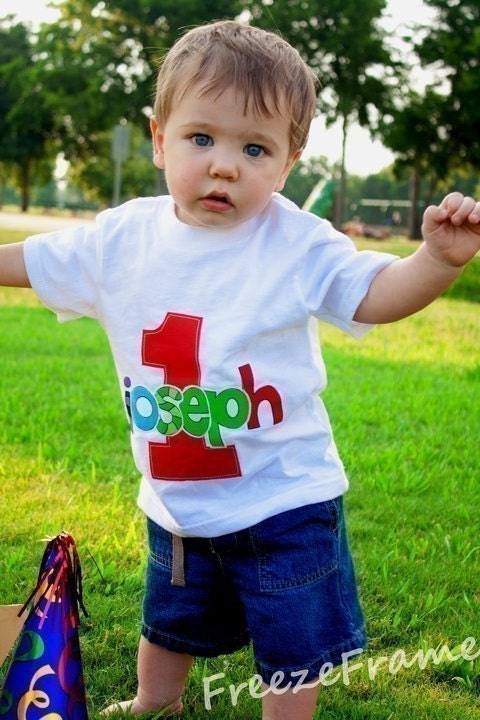 Infant/Toddler Boys First 1st Birthday Personalized 1 Shirt SHORT SLEEVE 12m 18m 24m 2T