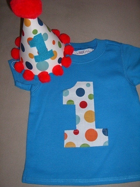 Infant/Toddler Boys First 1st Birthday Big Dot 1 Birthday Set Shirt and Hat 12m 18m 24m