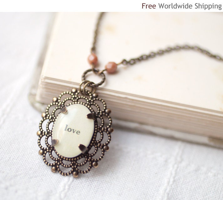 Word Love necklace - Personalized necklace  (N016)