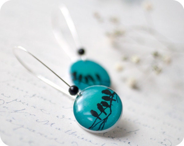 Birds on Branch jewelry set - Ring and Earrings (S020)