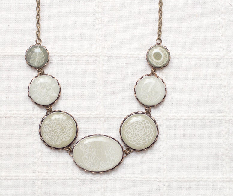 Statement necklace - Abstract Botanical jewelry - Boho Chic (BN015)