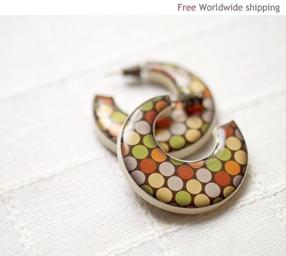 Bright big earrings - Hoop earrings - Boho jewelry  (E068)