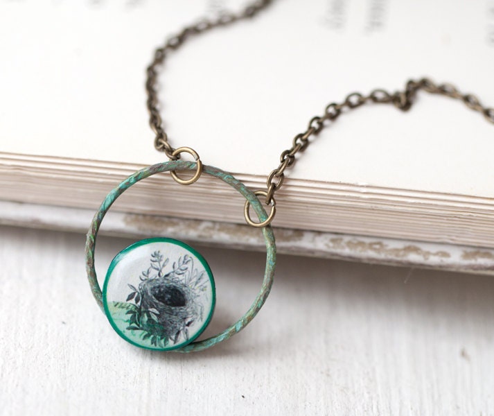 Green Bird Nest necklace (N032)