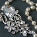Colette. Vintage style rhinestones and Swarovski Pearls bridal necklace (Silver)