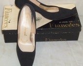 Vintage 1950's Fiancees Linen High Heels Shoes Pumps 8 AAA w/box
