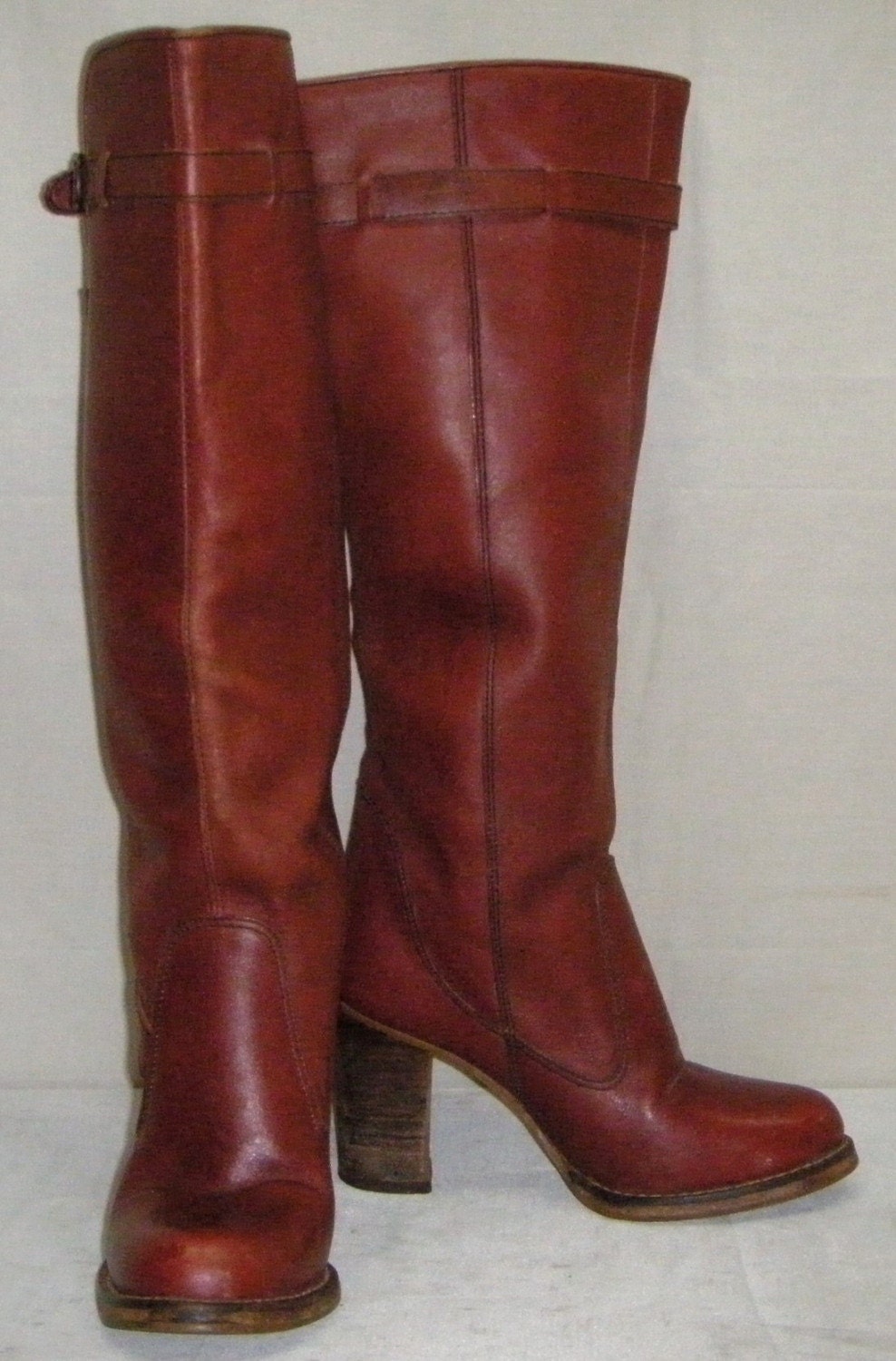 Vintage BOHO Leather OTK Over the Knee Boots Womens size 6 1/2B Burgundy