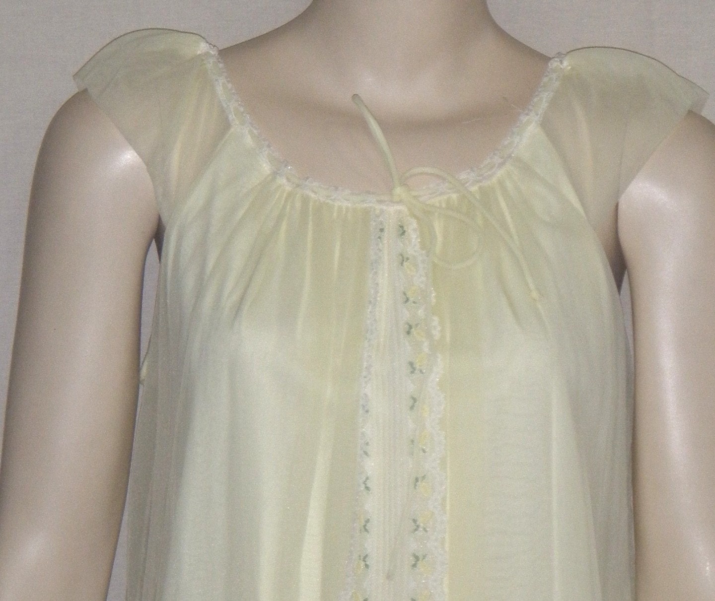 Vintage Nylon Chiffon Peignoir Set Nightie Nightgown Robe Long Small Medium
