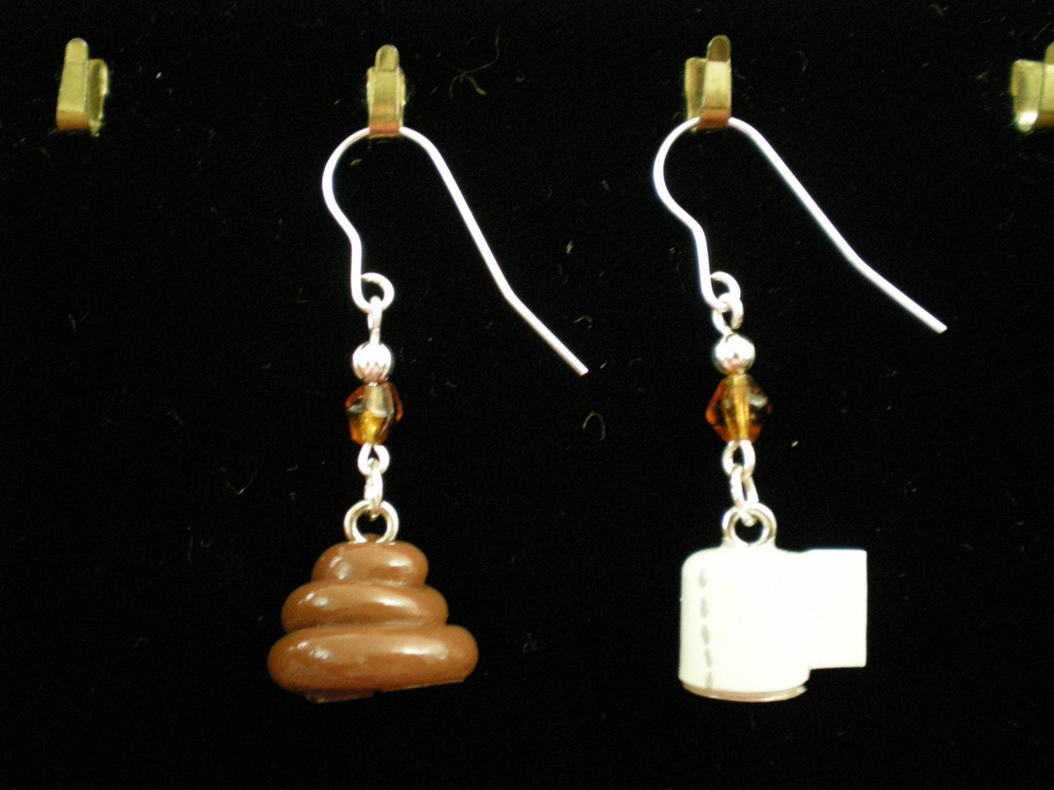 Cute Poop and Toilet Paper Earrings by CharmingAlligator on Etsy