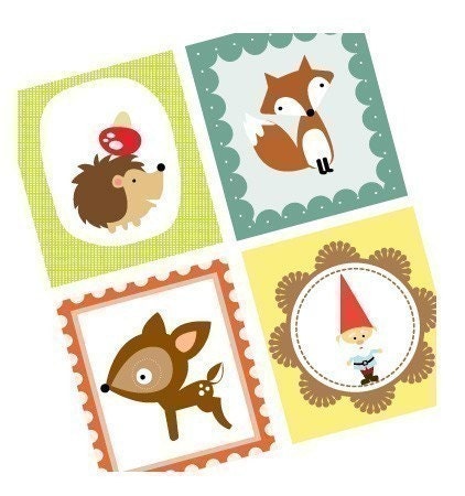 Woodland Creatures - (1x1) One inch pendant images - Printable Digital Collage Sheet  - Buy 2 Get 1 Free