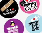 One (1x) Inch Round Pendant Images - Digital Collage Sheet - Nifty Nurses - BUY 2 GET 1 FREE