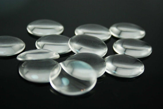 1" Inch Round Pendant Glass cabochons- 10 pieces -smooth round domes -crystal clear-pendant glass