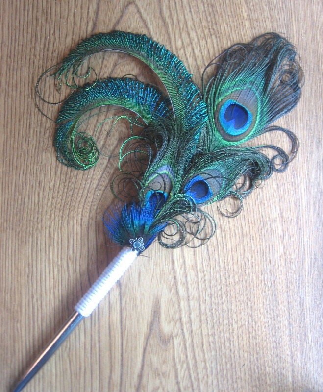 Wedding Bridal Guest Book Pen with Peacock Feathers