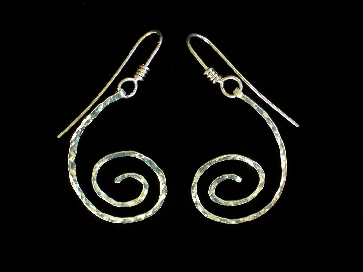 Treble Clef Earrings Hammered Argentium Sterling Silver