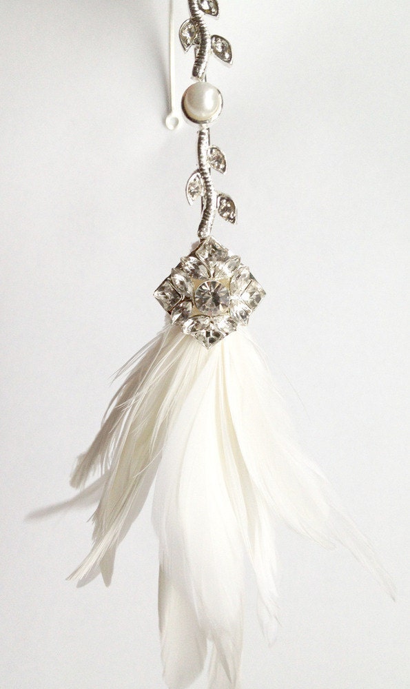 blush pink feather headband - Aurelia