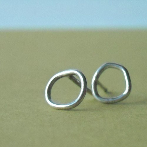 Sterling Organic Circle Post Earrings- Free Shipping