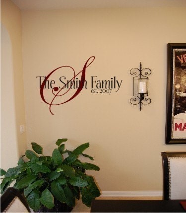 Vinyl Wall Decal Family Name Monogram