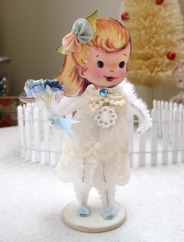 Vintage Inspired SuGaR SwEeT Flower Girl Paper Posy Doll - Gift of Love