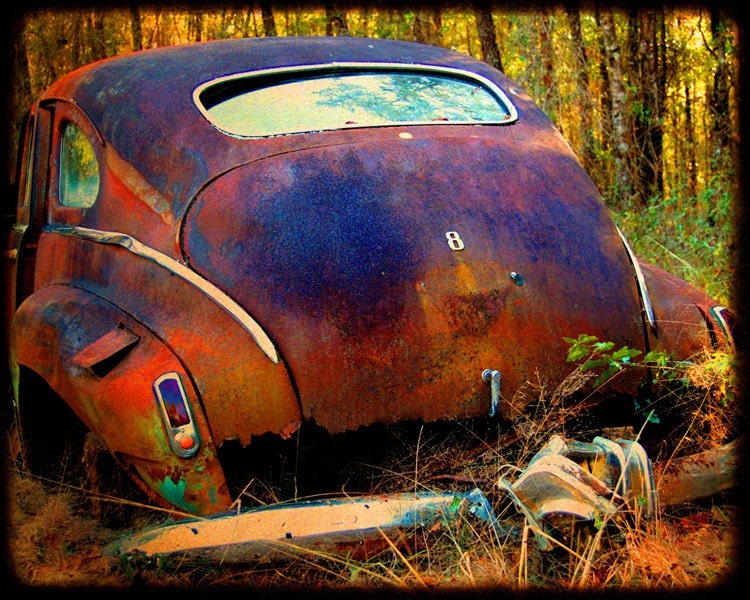 Mr. Newman's Last Gasp - Rusty Old Car - Nash - Fine Art Photograph by Kelly Warren