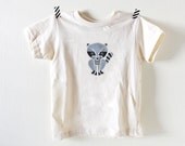 SALE- Kid's Tee Shirt, Raccoon, Screenprinted, Organic Cotton, 4T