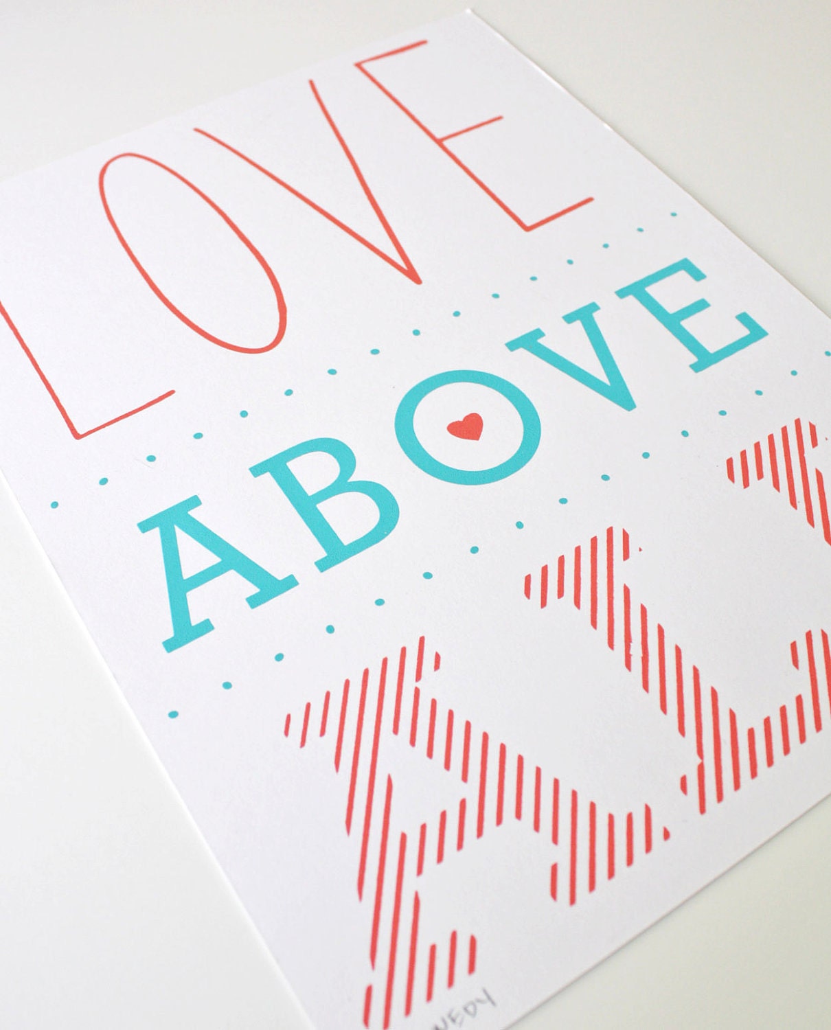 SALE- Love Screenprint, Quote Print, Valentines Day