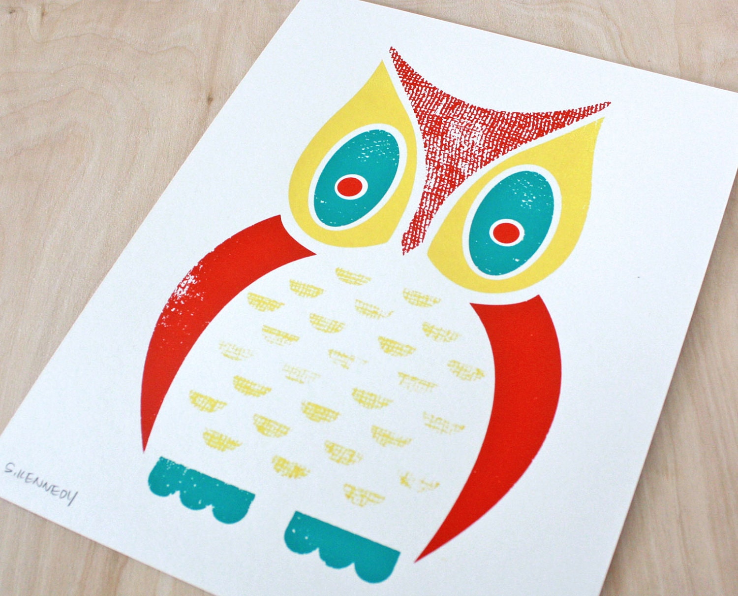 Owl Screenprint, Screenprint, Art Print, White