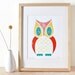 Owl Screenprint, Screenprint, Art Print, White
