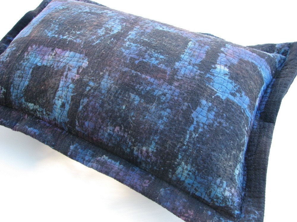 Blue Pillow Cover Flange Pillow Cover with zipper OOAK