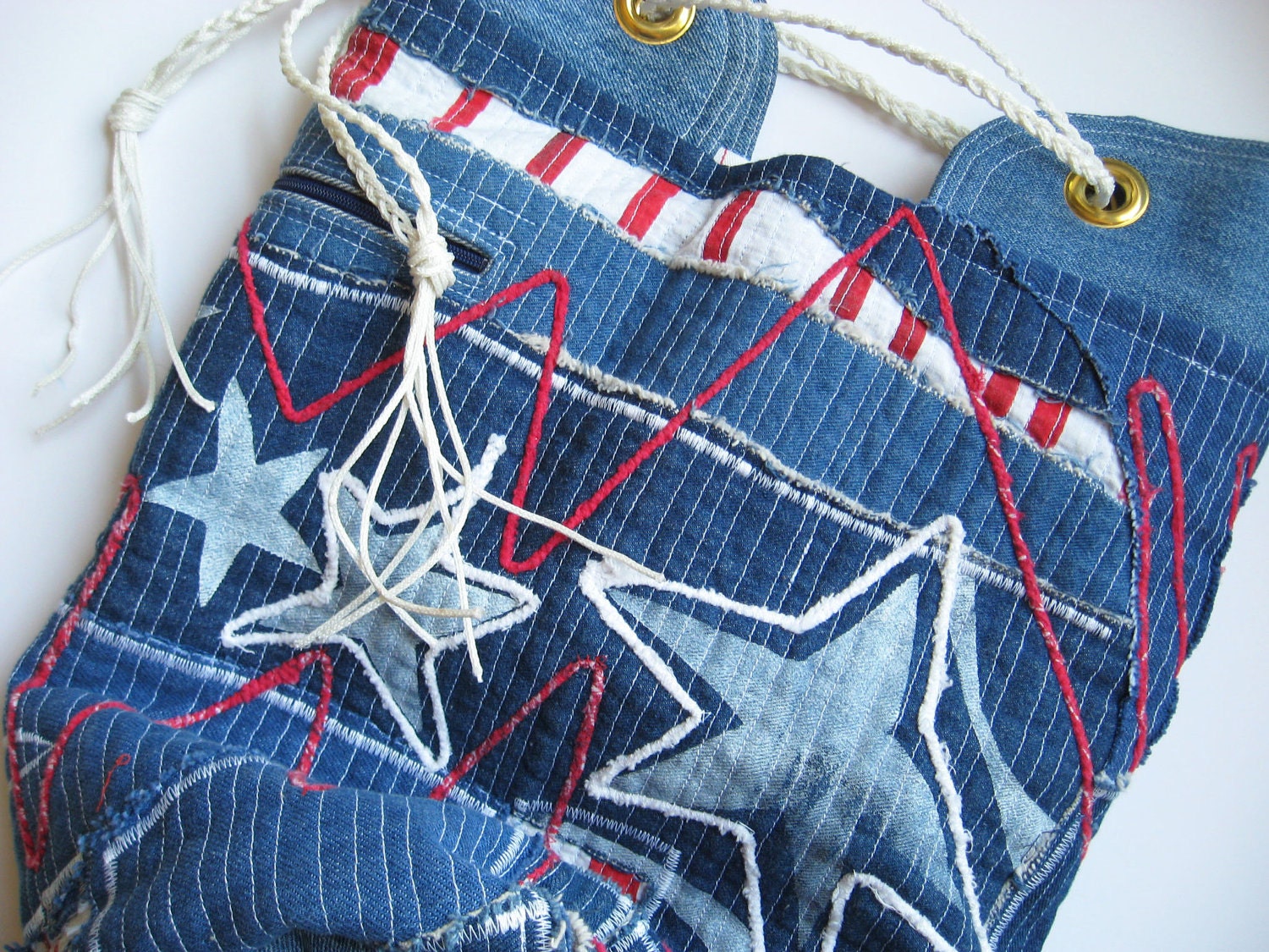 Drawstring Bag Novelty Red White Blue Stars and Stripes drawstring Nautical