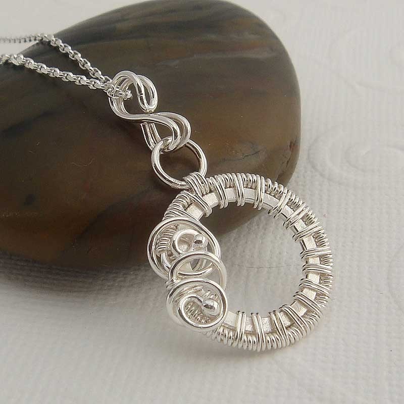 Andrea wire wrapped necklace in sterling silver