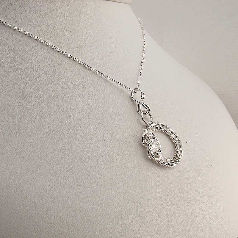 Andrea wire wrapped necklace in sterling silver