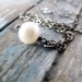 Simple Pearl Necklace: White Freshwater Pearl on Sterling Silver Chain, Antiqued Finish, June Birthstone