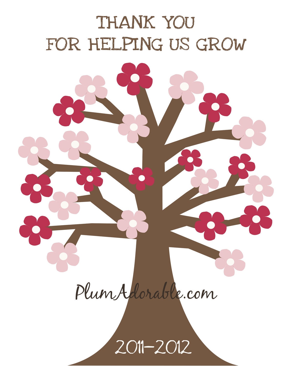 Personalized Teacher Appreciation Tree - 8x10 Print (YEAR UPDATED TO 2012-2013)