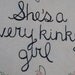 A Kinky Girl, hand embroidery, repurposed fabric, eco friendly, wall decor, kinky, boudoir, bedroom decor, girlfriend gift