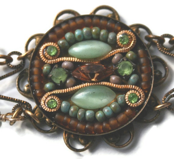 Bracelet,  Mosaic, Tribal, Green, Turquoise