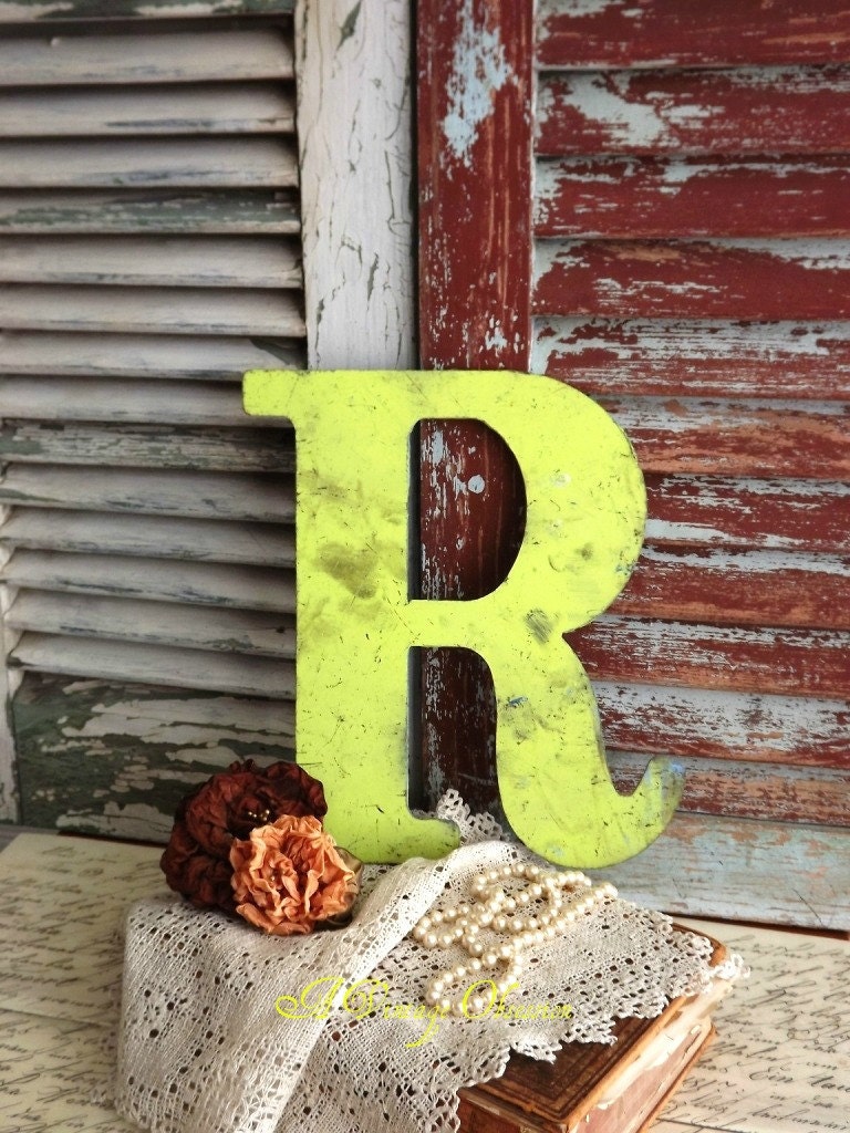 Letter R Initial R vintage Metal Sign by avintageobsession on etsy