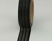 Washi Tape - Black with White Loops - 15mm (1 roll)