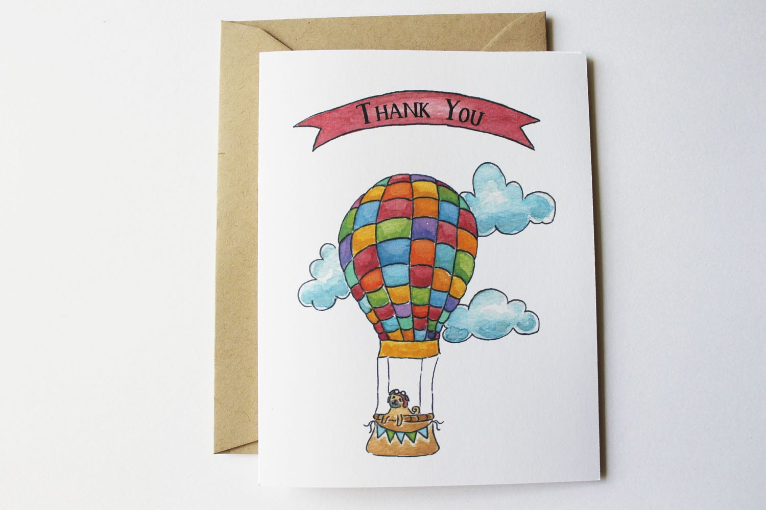 Multi-Color Hot Air Balloon Thank You Card