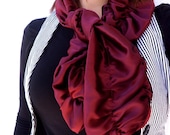 50% OFF LIQUIDATION SALE Cranberry Maroon Satin Ruffle Scarf