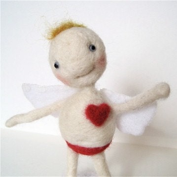 Cupid the Little Boy of Love Needle Felted Miniature Art Doll