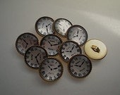 10 Paris clock buttons 1/2 inch, gold backed