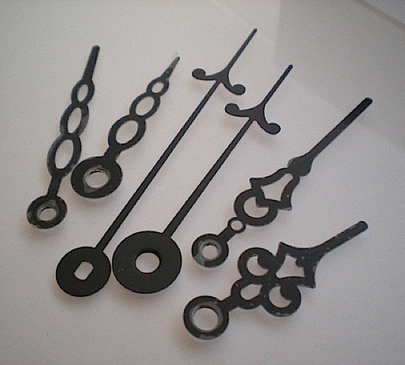 6 fancy black/silver clock hands No. 2 by TimeAndMaterials on Etsy