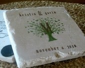 Wedding Favor Coaster, Monogram Butterfly Tree s, Set of 25