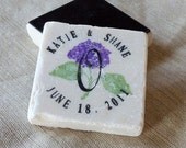 Monogram Hydrangea Save the Date Magnets, Set of 25, Purple and Green