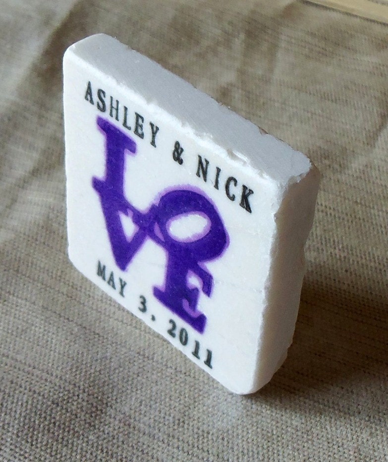 Love Statue Save the Date Magnets, Wedding Favors, Purple, Set of 25