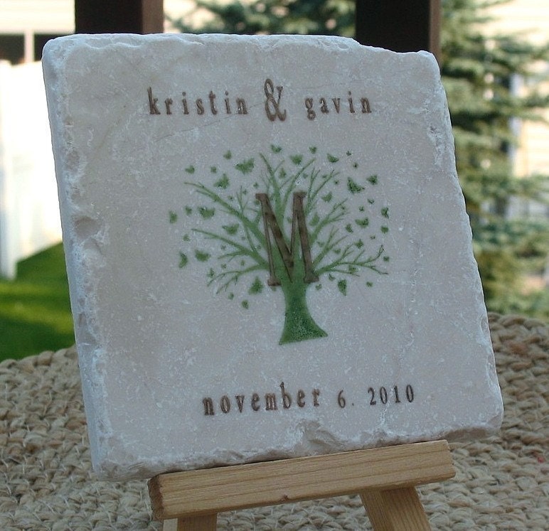 Monogram Tile Coasters, Butterfly Tree. Set of 4