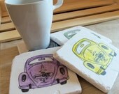 Peace Out Love Bug Tile Coasters, Set of 4