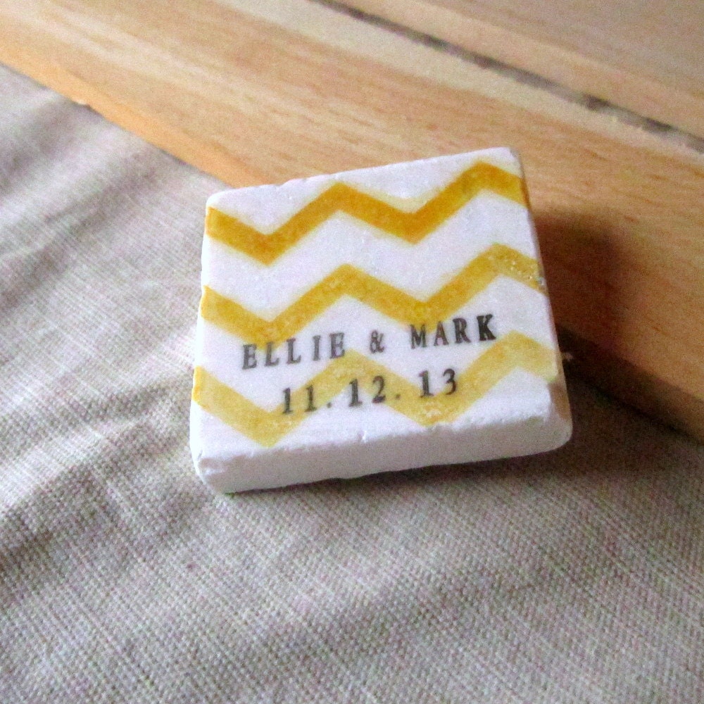 Yellow Chevron Save the Date Magnets, Wedding Favors, Ombre, Set of 25