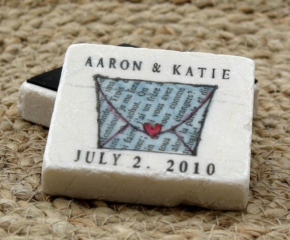 Heart Sealed Envelope Save the Date Magnets, Set of 25