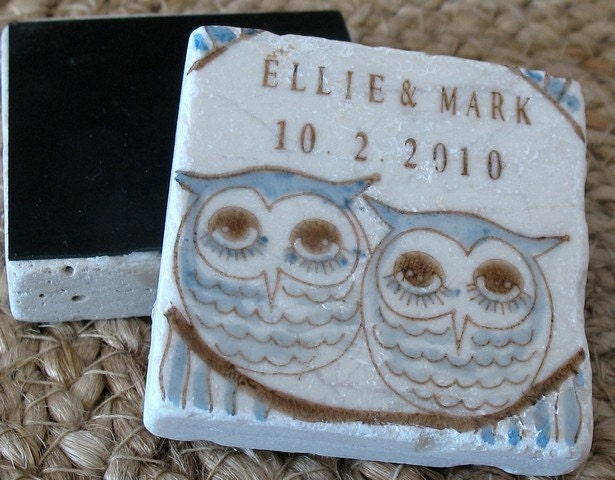 Unique Owl Save The Date Magnets, Cozy Love Design, Set of 25